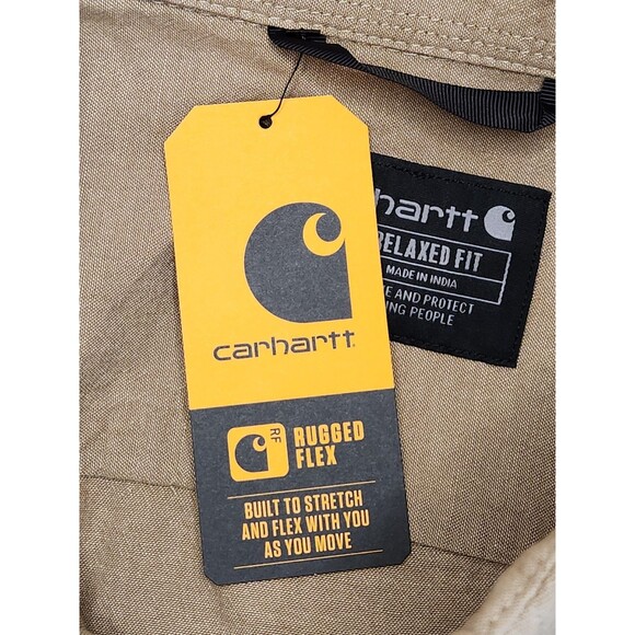 NWT Carhartt Rugged Flex Shirt Men's 2XLT Beige S/S Button Down Chambray Relaxed - Picture 5 of 9